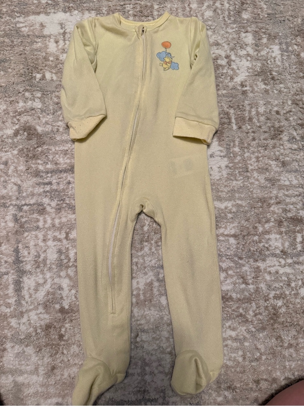 Disney Yellow Baby Footed One-Piece Sleeper with Winnie the Pooh Embroidery 9M